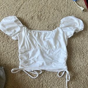 White puffy sleeve tank top